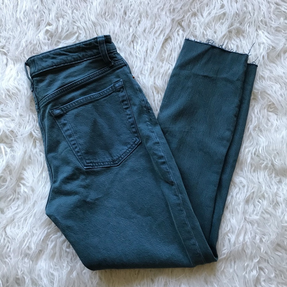 ABERCROMBIE SIMONE HIGH RISE SLIM RAW HEM JEANS